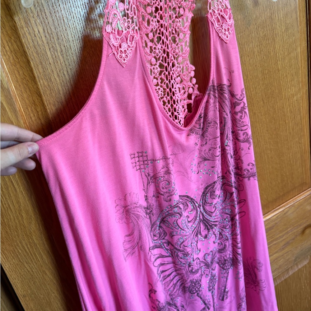 Hybrid Pink Crochet Style Tank Top